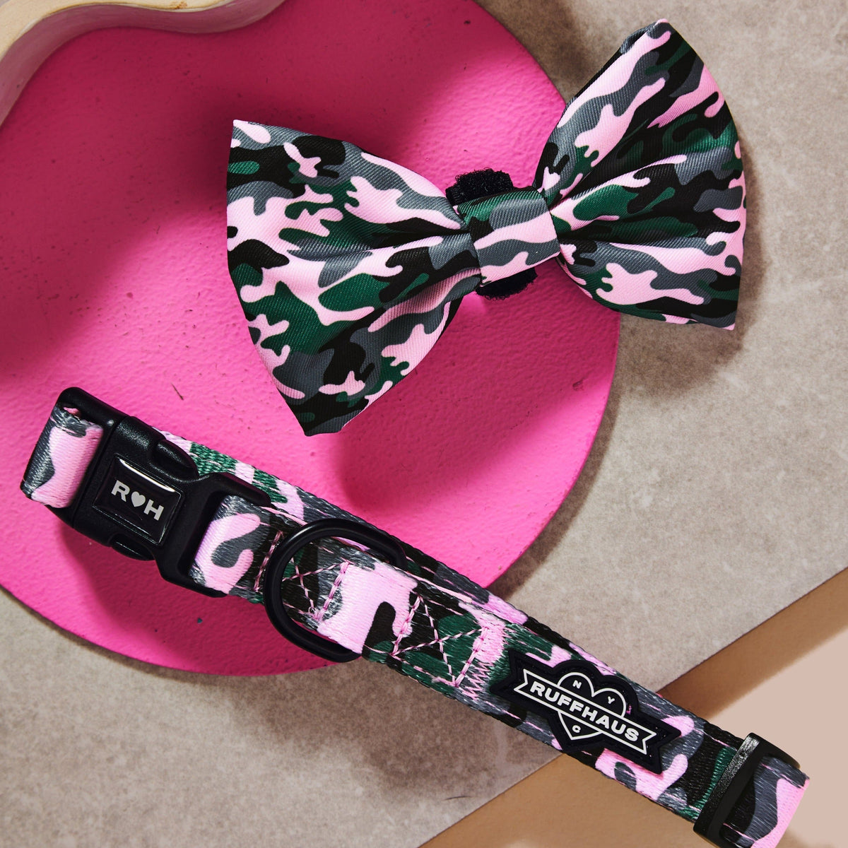 Camo QT Pink Collar and Bowtie