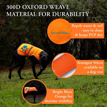 Reflective Dog Vest Hi-Vis S Size 27.5 in Chest x 19 in Neck Orange