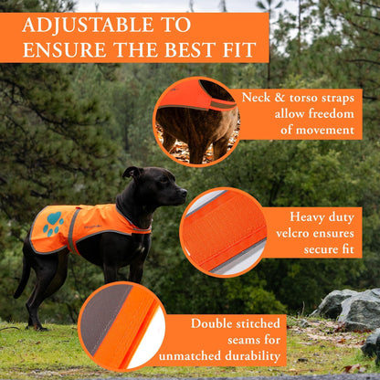 Reflective Dog Vest Hi-Vis S Size 27.5 in Chest x 19 in Neck Orange