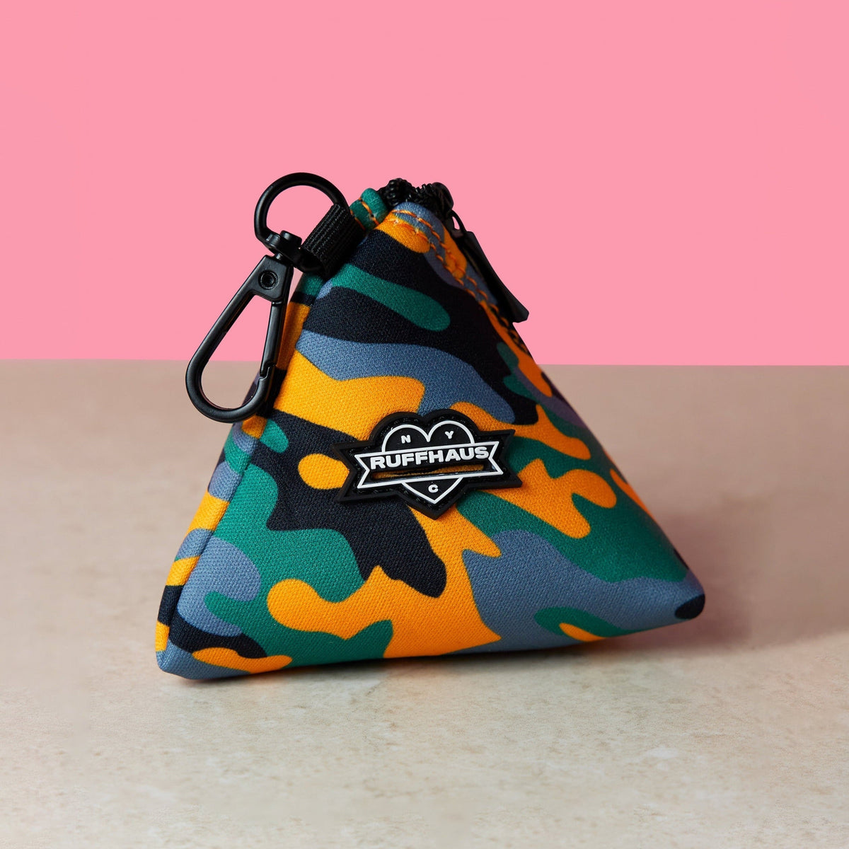 Camo QT Orange Poop Bag Holder