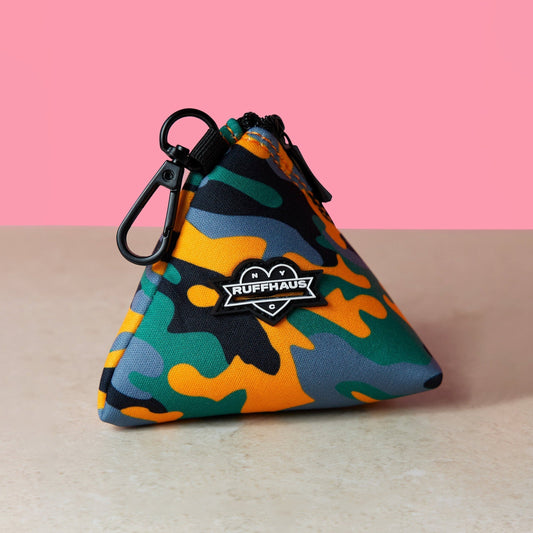Camo QT Orange Poop Bag Holder