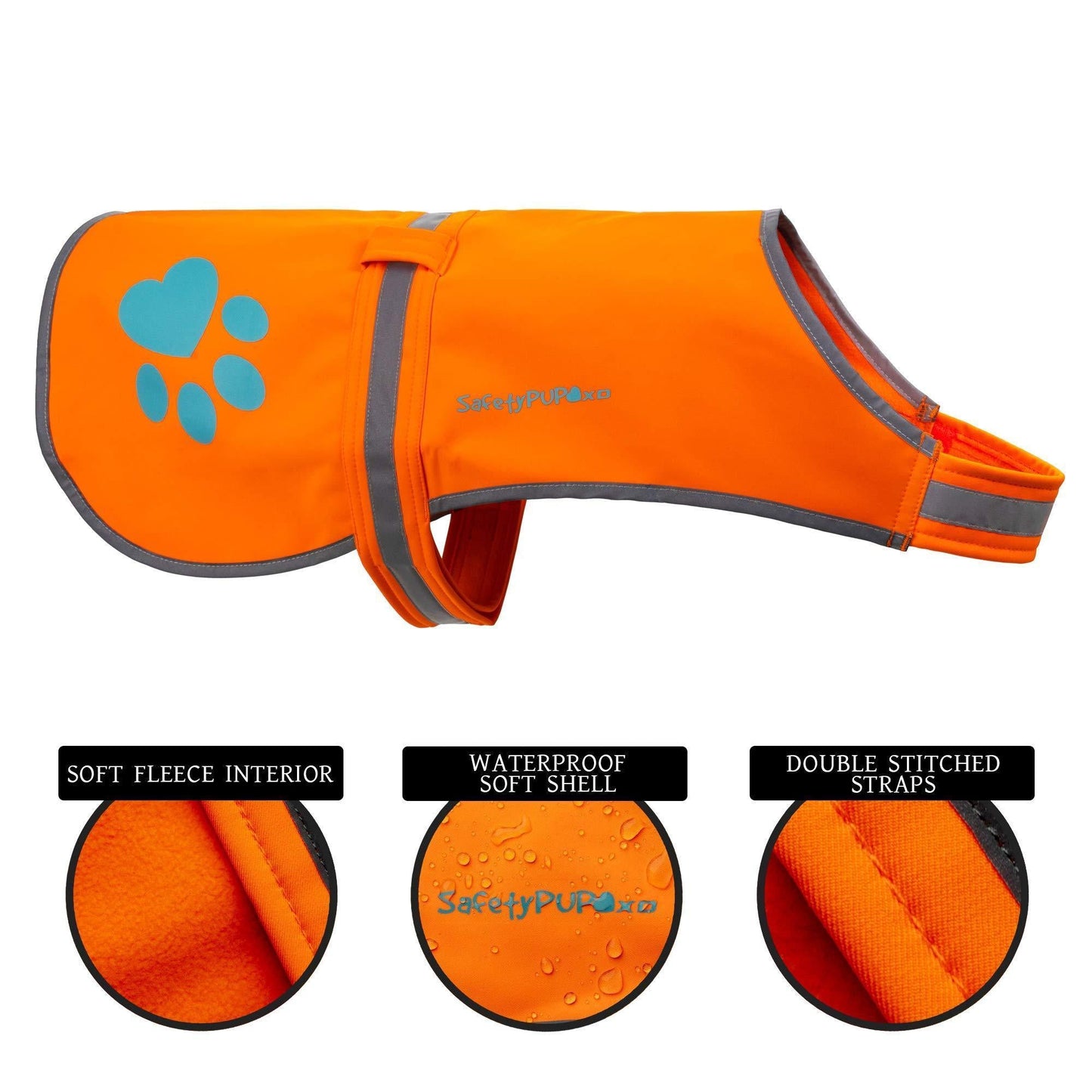 Waterproof Softshell Dog Vest Hi-Vis 36.75 in Chest x 23 in Neck Orange